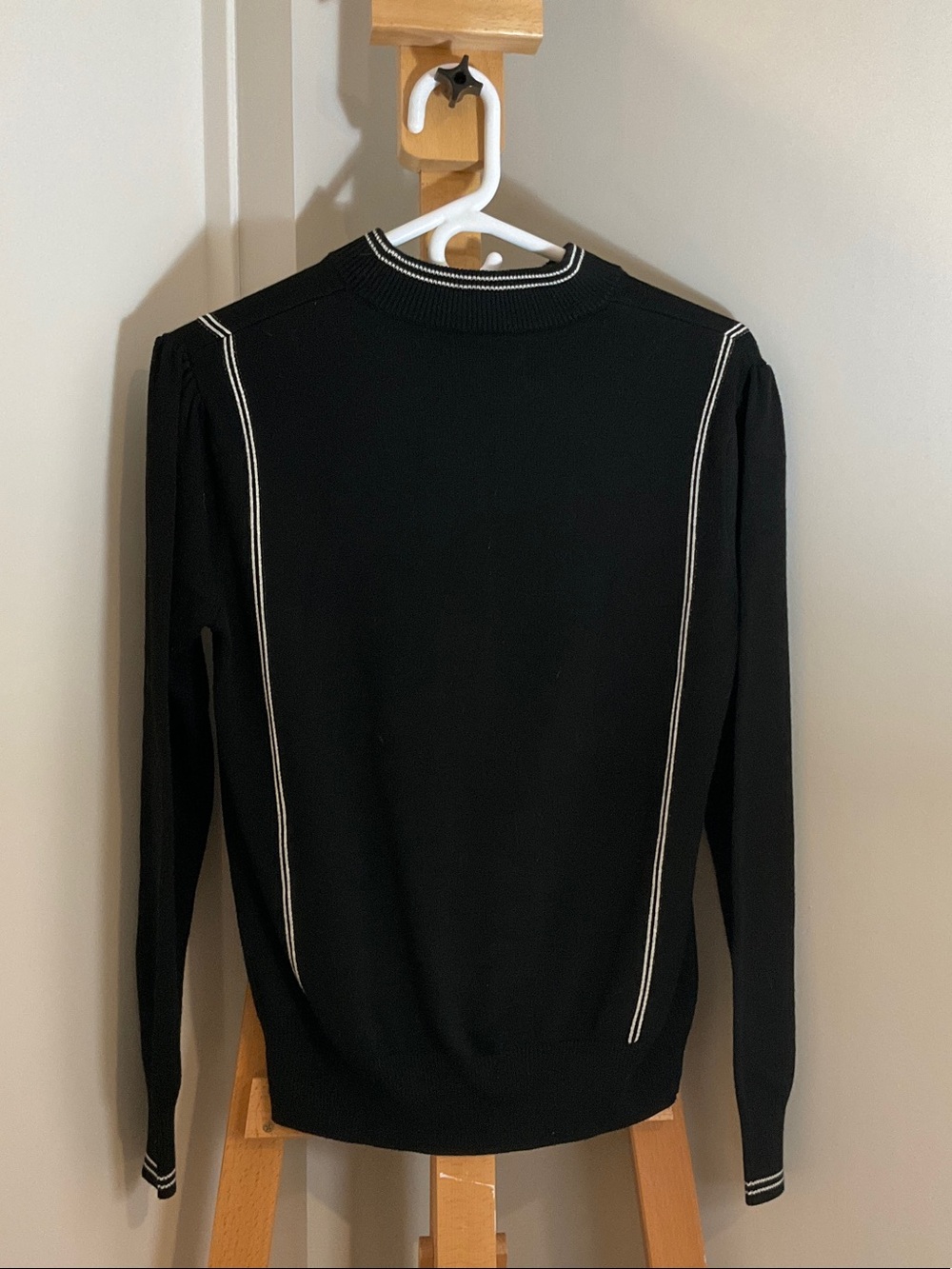 Buttercloth Women's Opulence Crewneck Sweater with White Contrast Stitching - Picture 3 of 5